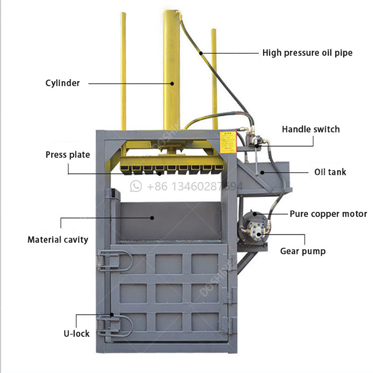 Hydraulic Used Clothing Baling Machine / Carton baling press machine / vertical cardboard baler