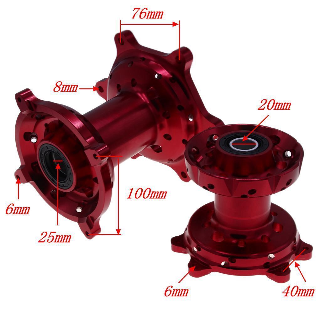 Off-road Vehicle CNC Modification Parts Front and Rear Hubs Large Bell Hubs with 36 Holes each in Red Color for Front and Rear