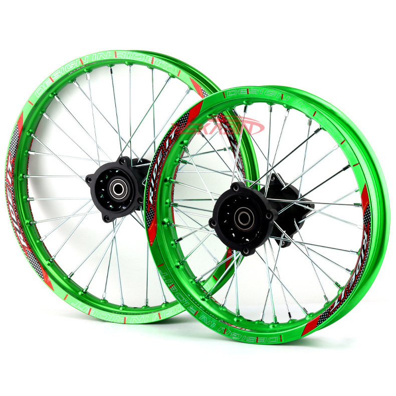 Off-Road Motorcycle Accessories: 1.60x17 inch Tires and Wheels with 1.85x14 inch Aluminum Rims and Steel Hub Cores