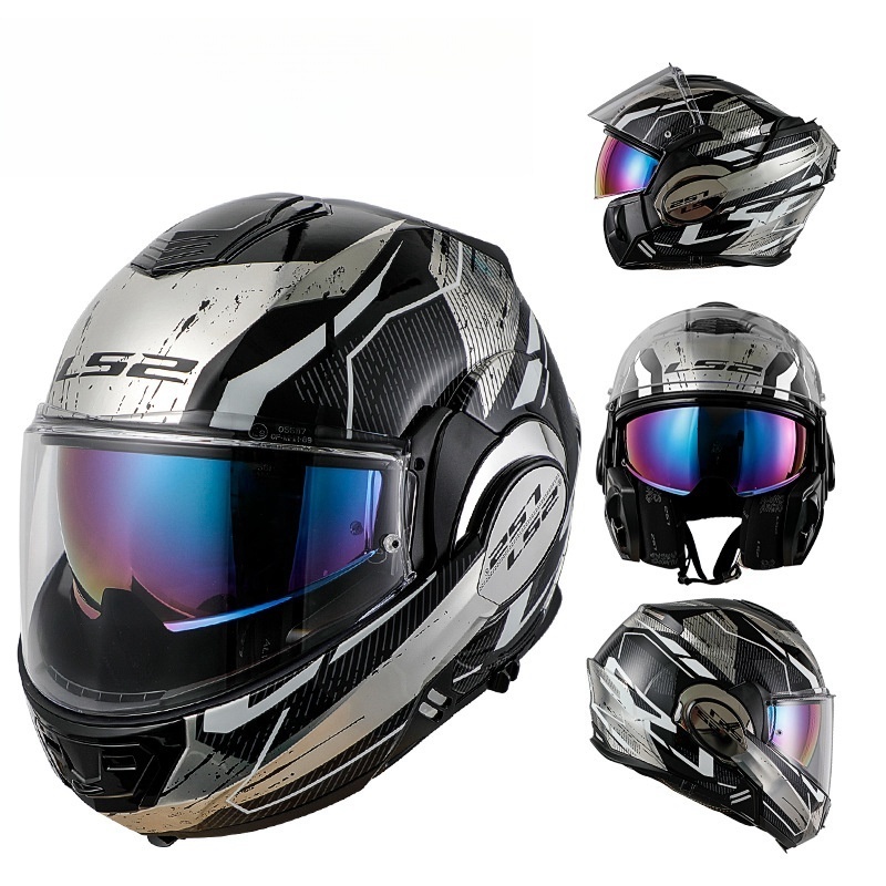 LS2 Flip-up Helmet, Unisex All-Season Dual Visor Semi-Helmet for Motorcycles ls2 motorcycle helmet ls2