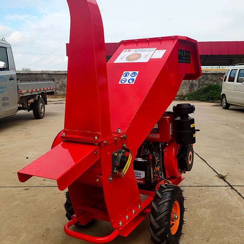 Mobile 6 inch Cutting Capacity 15hp Petrol Power Log Tree Branches Leaf Twigs Industrial Chipper Shredder for Garden/ Farm Use