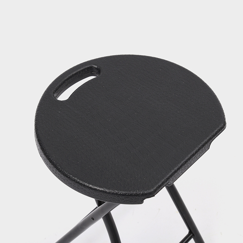 Free samples Portable Metal and Round Seat Folding Stool Light Weight Outside Fold Up Chair with handle folding metal stool