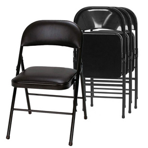 FREE SAMPLE Vinyl Folding Chair Black garden event party used cheap metal folding chair wedding chair