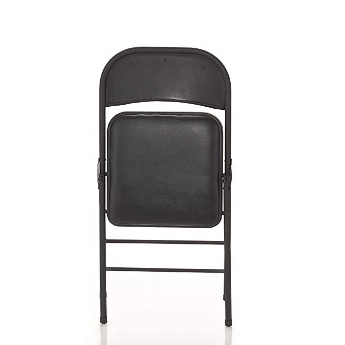 FREE SAMPLE Vinyl Folding Chair Black garden event party used cheap metal folding chair wedding chair