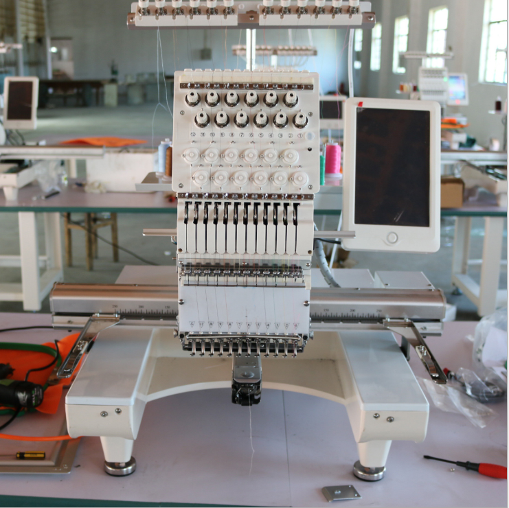 High Speed Commercial 12 Colors Computerized single head embroidery sewing machine / embroidery machine 2 heads