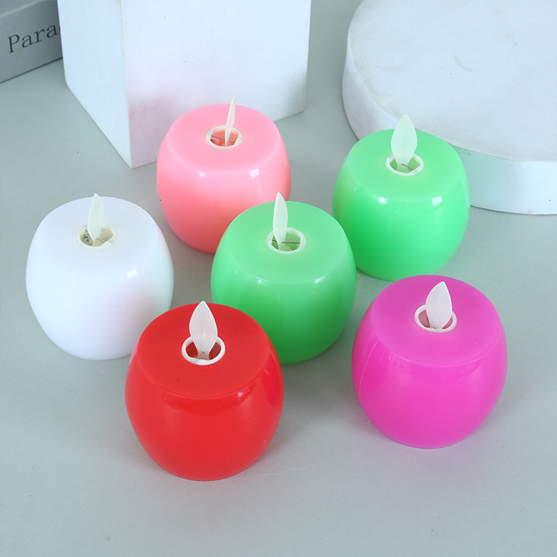 6pcs/set Led Flameless Candles Apple Shape Tealight Candle Light Christmas Simulation Electronic Candle