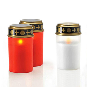 OEM ODM Wate Proof Cemetery Eternal Grave Candle Plastic Safety Religion Jesus LED Light Grave Candles