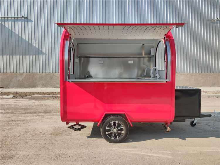 China Mobile Food Truck Street Food Cart Snack Food Bike Trailers Fully Equipped Cooking Trailer Kiosk Hot Dog Cart