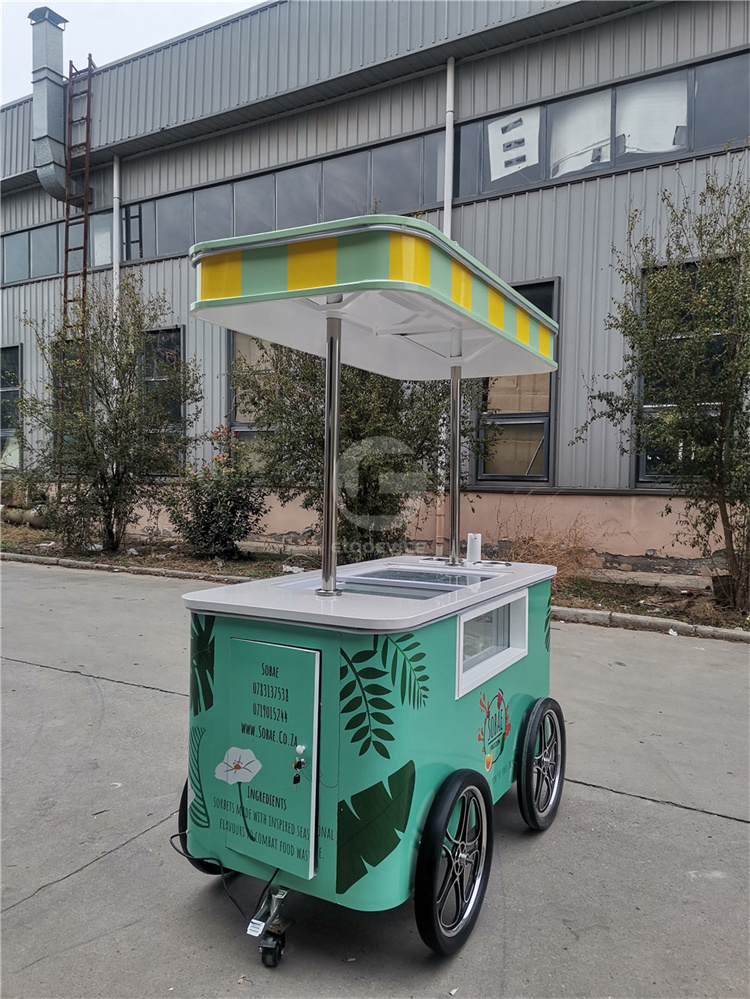 Outdoor Ice Cream Hand Push Cart Customized Best Price Italian Ice Cream Cart