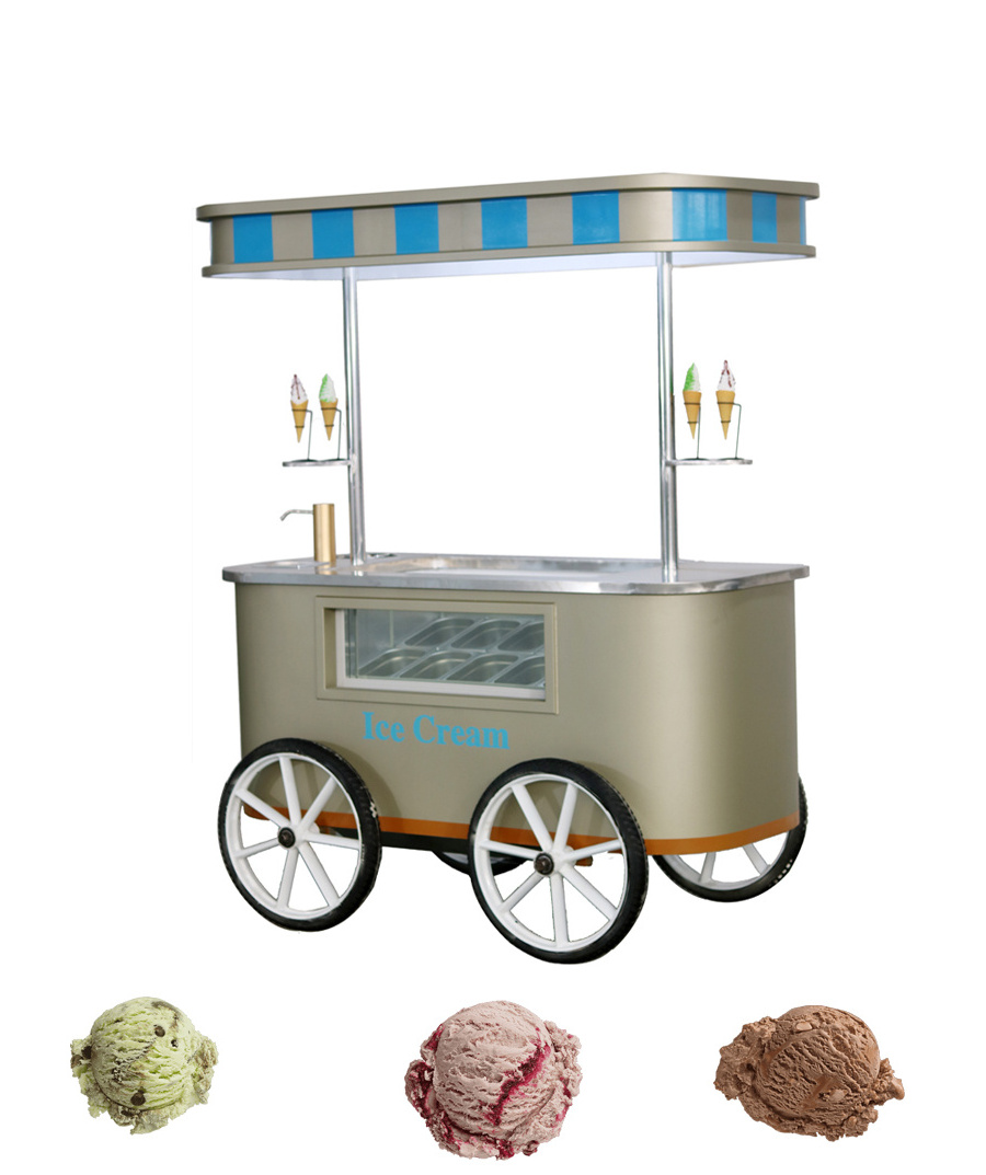 Top quality street mobile ice cream vending push cart