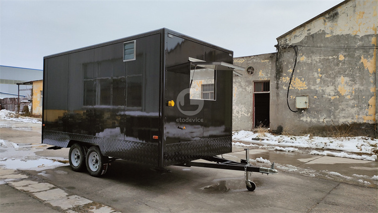 Stand mobile kitchen ice cream kiosk hot dog cart with grill and deep fryer food trailer