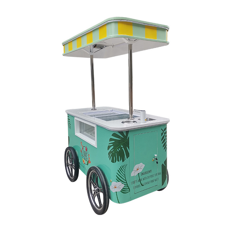 Outdoor Ice Cream Hand Push Cart Customized Best Price Italian Ice Cream Cart