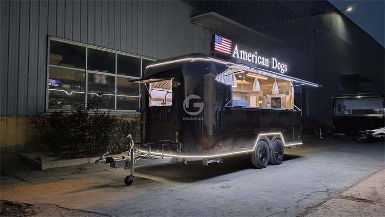 With Gas Steamers Hot Dog Cart Mobile Stainless Steel 16.4ft Airstream Food Truck Food Trailer