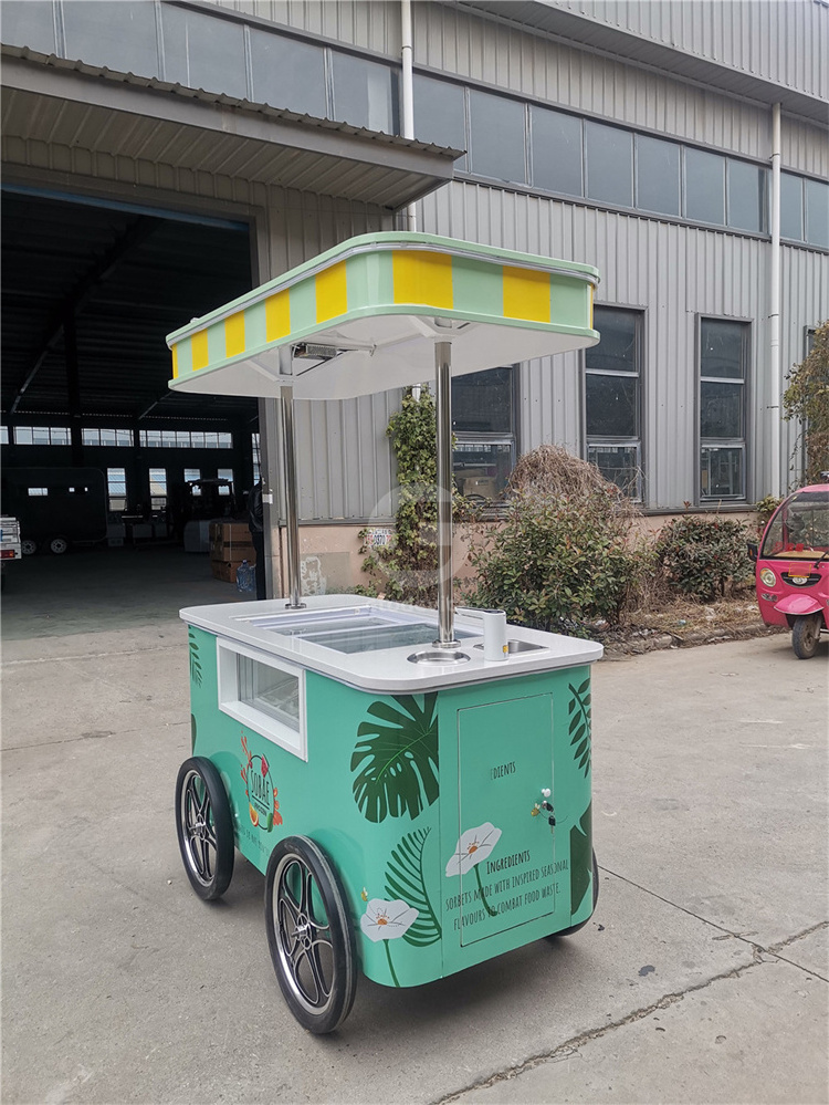 Outdoor Ice Cream Hand Push Cart Customized Best Price Italian Ice Cream Cart