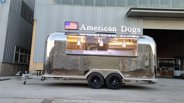 With Gas Steamers Hot Dog Cart Mobile Stainless Steel 16.4ft Airstream Food Truck Food Trailer