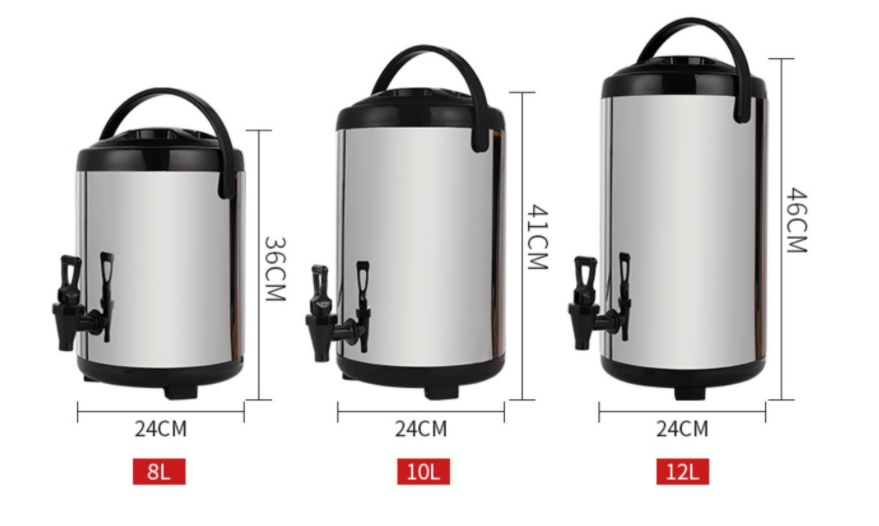 High quality multi-function 8L 10L 12L 304 Stainless steel milk tea insulation bucket with lid for sell