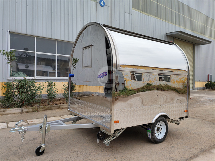 Stainless Steel Mobile Enclosed Fast Food Cart With Big Selling Window Outdoor Burger Hot Dog Cart