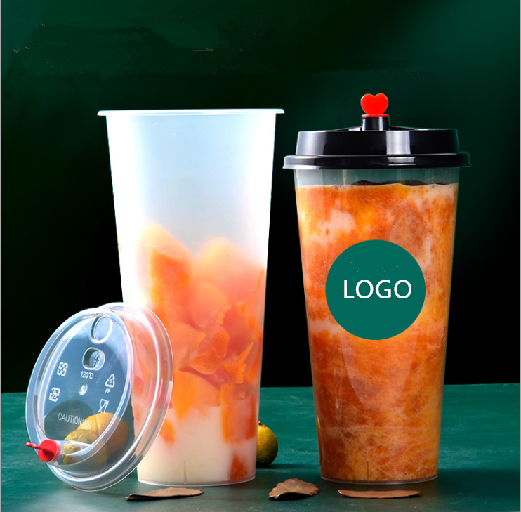 Factory Price 700ml 500ml 360ml Injection PP Plastic Bubble Tea Cups with straw