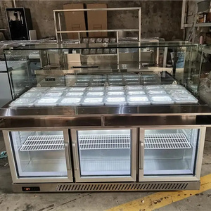 Commercial Food Buffet Counter With Bench Fridge Electric Food Warmer Restaurant Server Counter