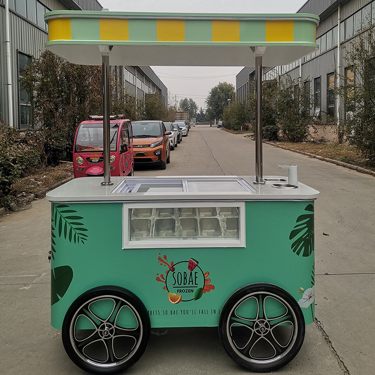 Outdoor Ice Cream Hand Push Cart Customized Best Price Italian Ice Cream Cart