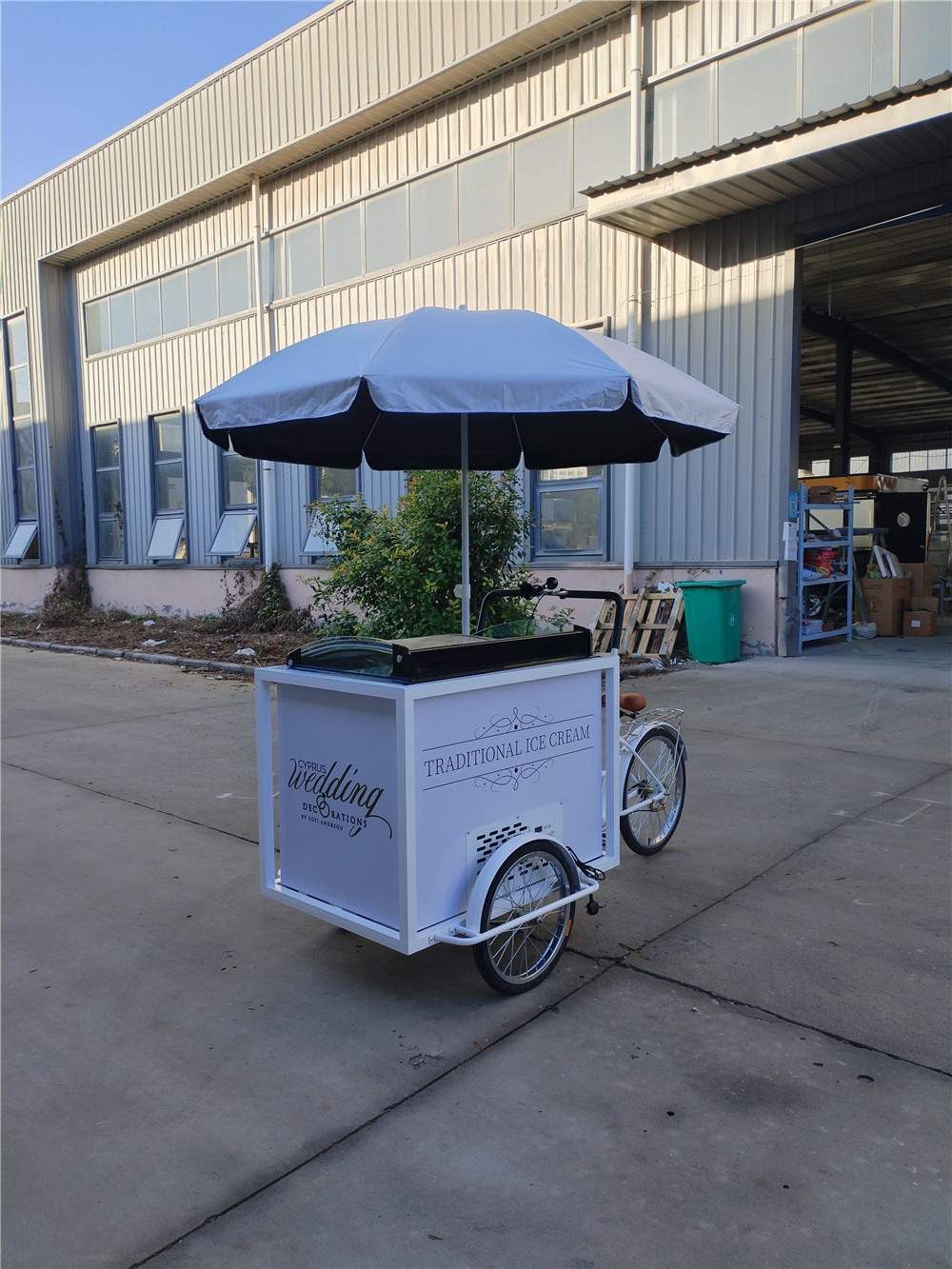 Ice cream roll food push cart bike Cart  Coffee bicycle with freezer for sale Hand Push Bike food carts