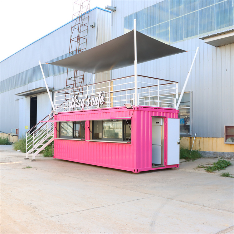 20FT Movable Outdoor Modular fast food 40ft container shop Retro Outdoor Cafe Kiosk Double-deck Shipping Container Coffee Kiosk