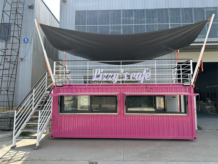 20FT Movable Outdoor Modular fast food 40ft container shop Retro Outdoor Cafe Kiosk Double-deck Shipping Container Coffee Kiosk