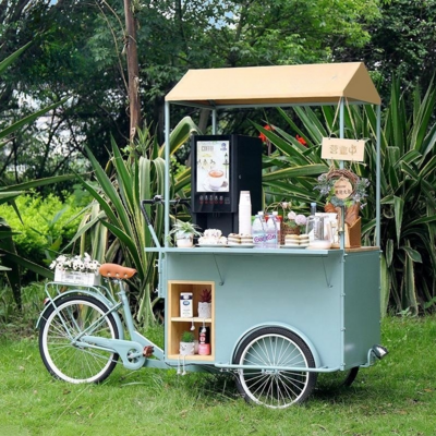 New design coffee tricycle bike food cart for mobile business tricycle bike food cart fast food motor tricycle