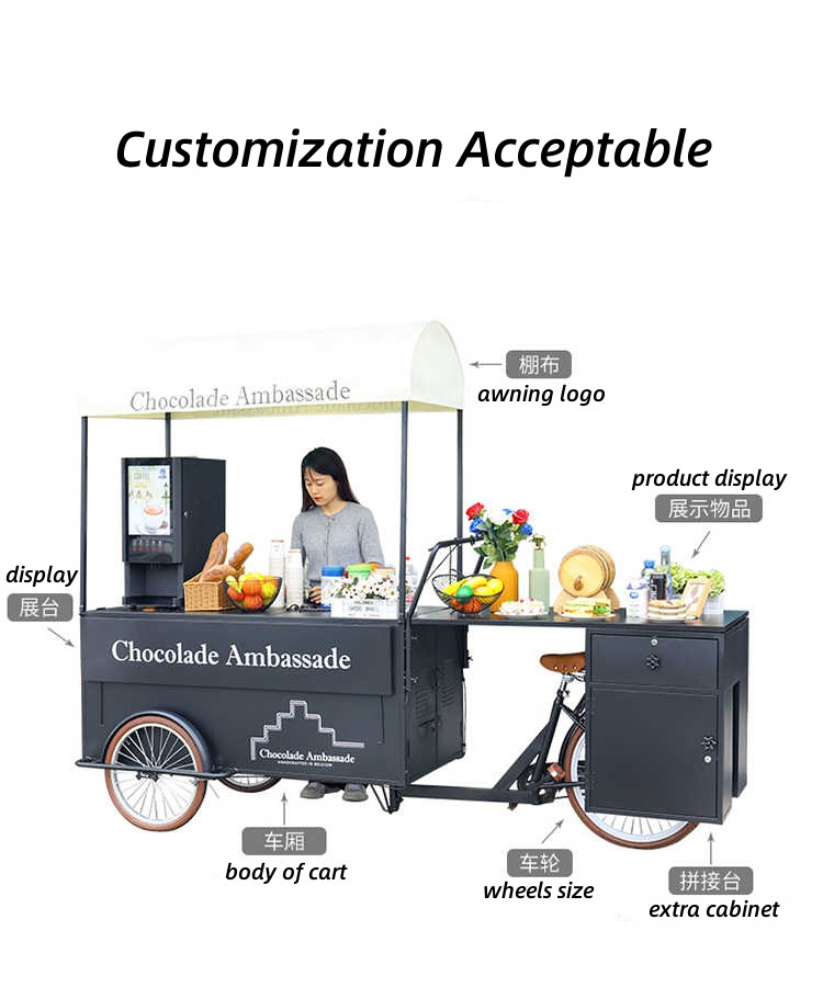 Electric cargo tricycle food trucks tricycle electric for food with solar panel tricycle bike food cart