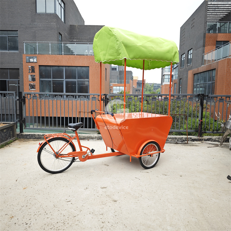 Mobile Tricycle Food Trolley with Umbrella street Vending bike Food Cart price for sale