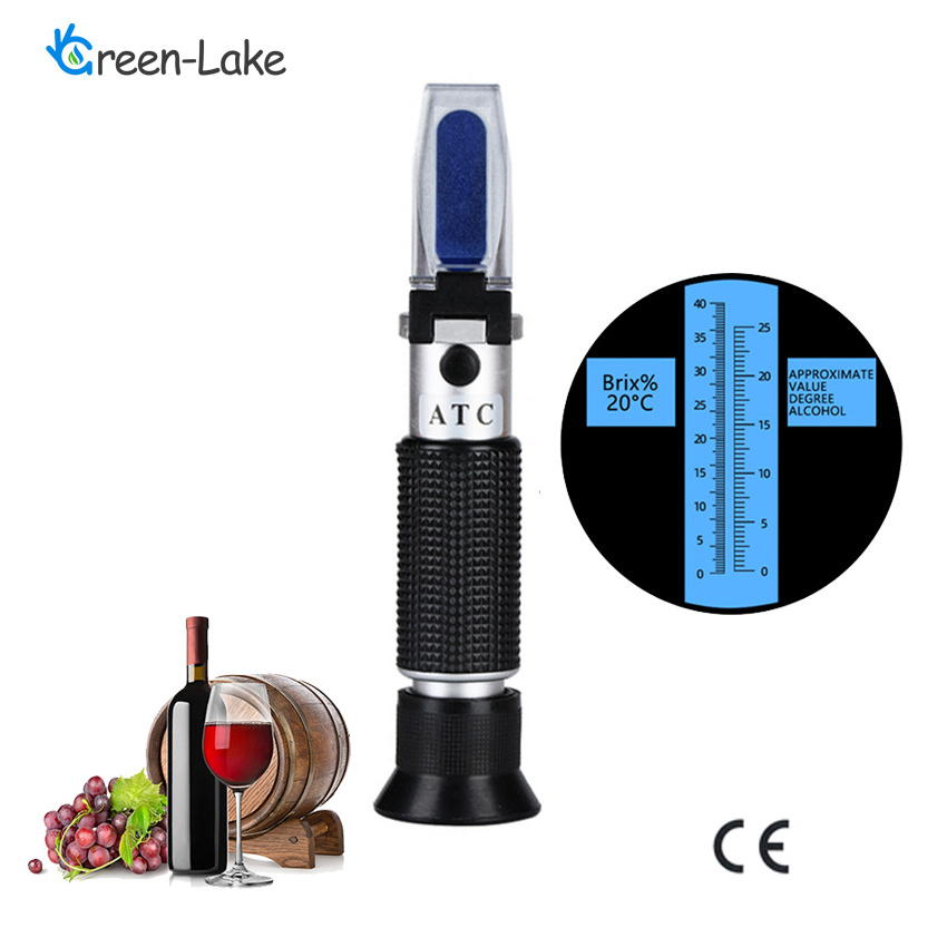 Laboratory portable handheld hand held auto grape wine 0-40% brix 0-25% vol alcohol refractometer refractometers