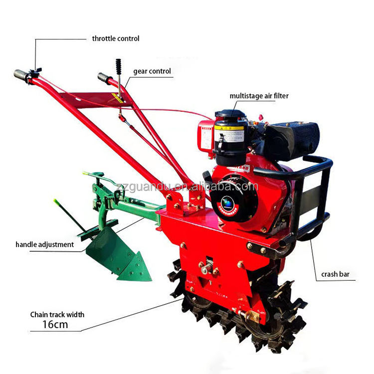 Diesel power mini tiller Agricultural machinery equipment diesel cultivator motocultor two wheel walking tractor