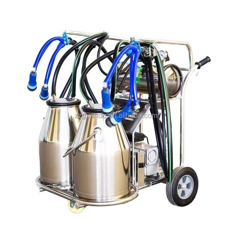 New Milker Electric Piston Milking Machine For Cows Bucket Farm Stainless Steel