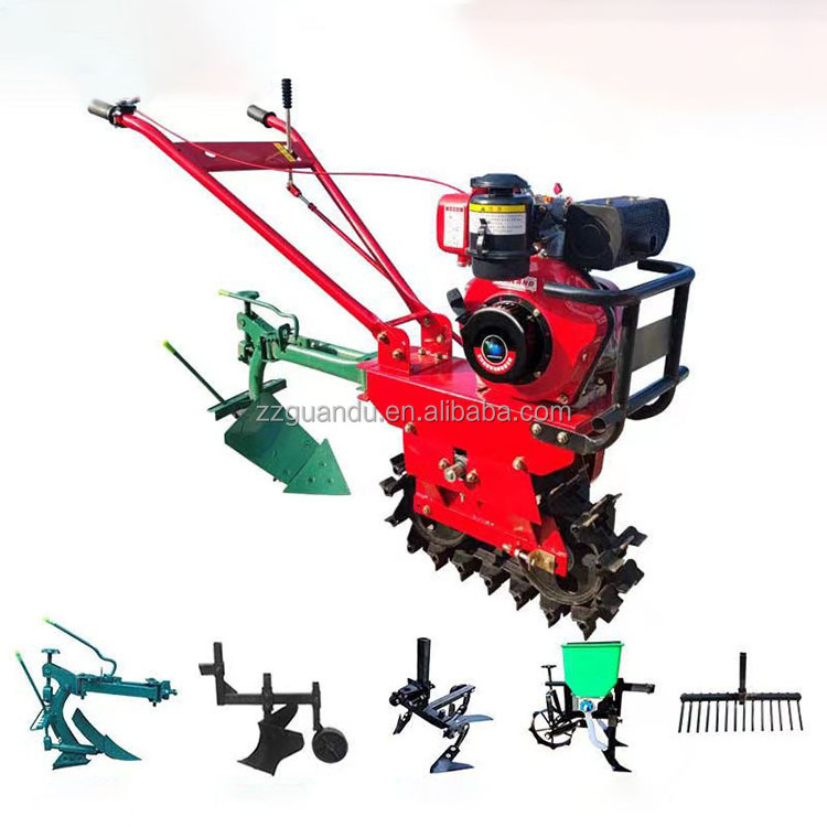 Diesel power mini tiller Agricultural machinery equipment diesel cultivator motocultor two wheel walking tractor