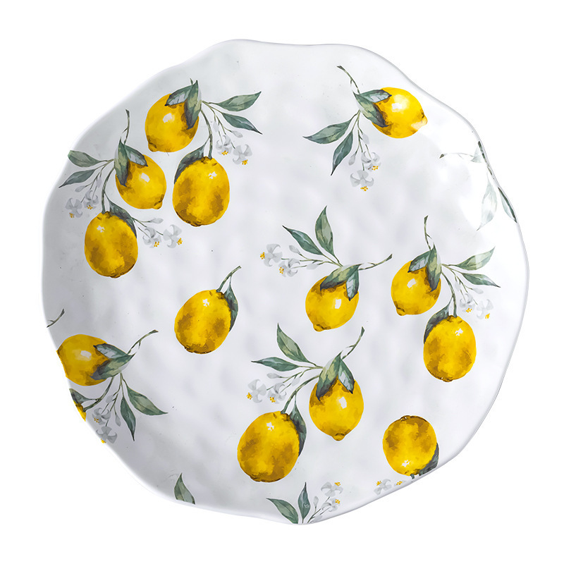 Hot Sale Lemon Printed Ceramic Tableware Salad Dishes Plates