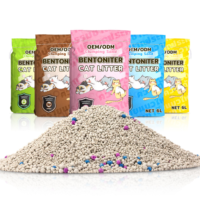 Best-Selling Cat Sand OEM Pet Product Dust-Free Natural Strong Clumping Ball Shape Bulk 20KG Bentonite Cat Litter