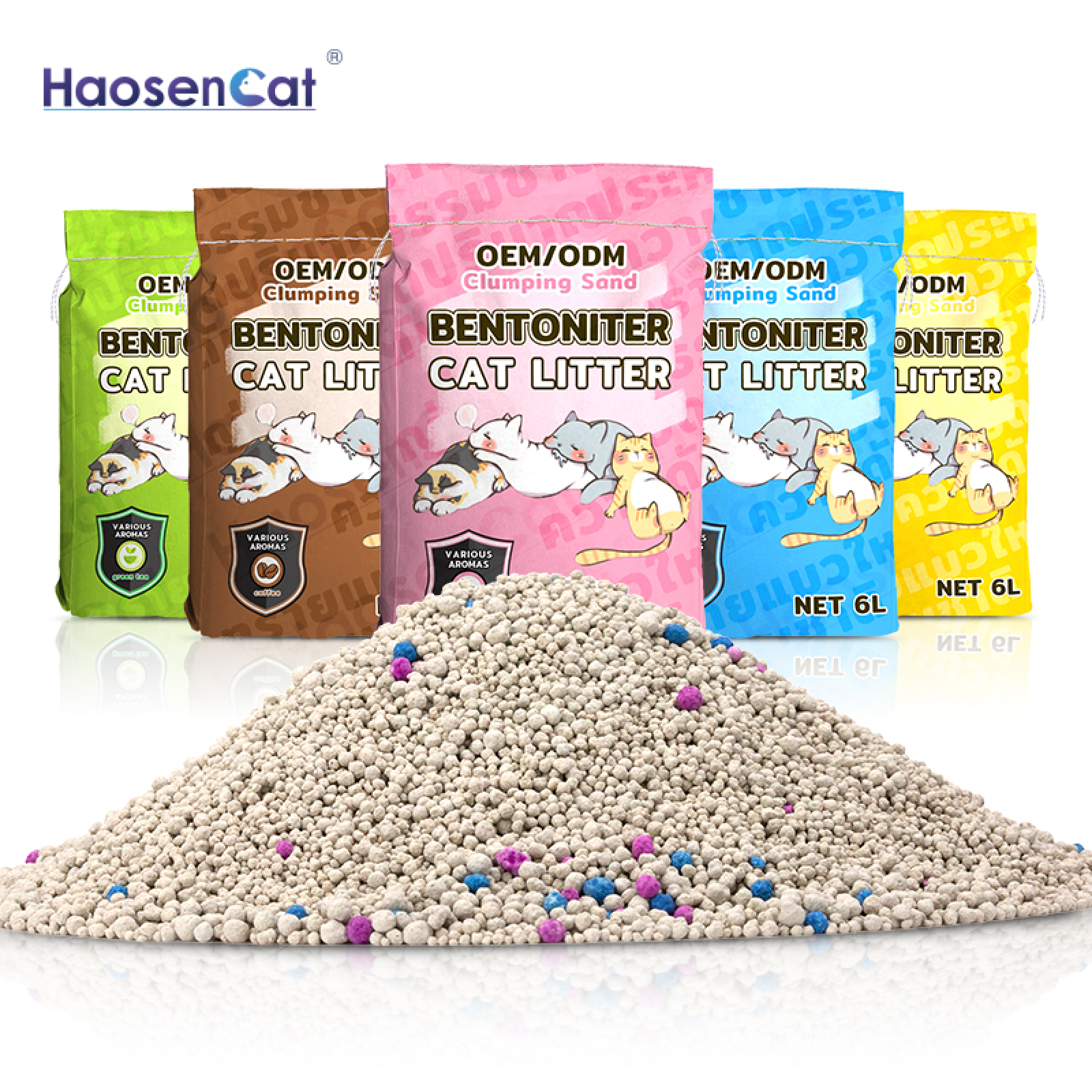 Best-Selling Cat Sand OEM Pet Product Dust-Free Natural Strong Clumping Ball Shape Bulk 20KG Bentonite Cat Litter