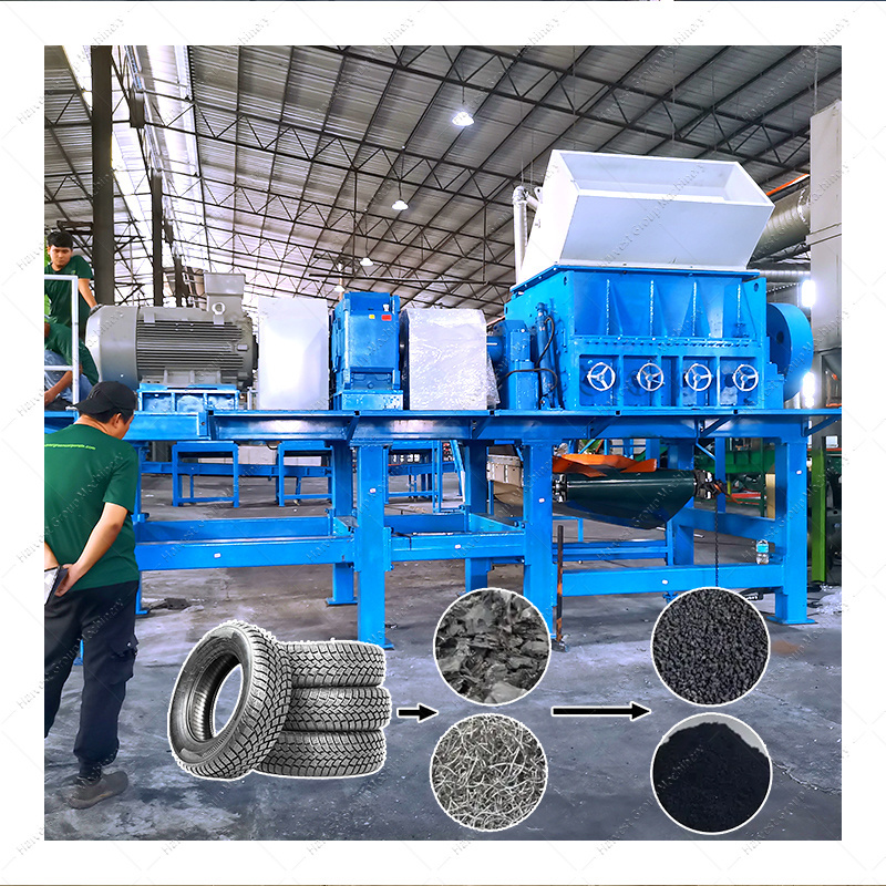 full automatic Car tire shredder waste tyre recycling machine production line rubber tire recycling plant price