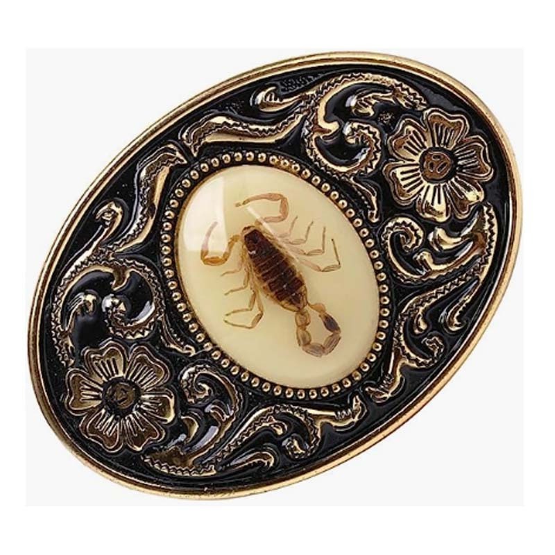 Unique Luminous Stone Native American White 3D Scorpion Animal Belt Buckle for Women