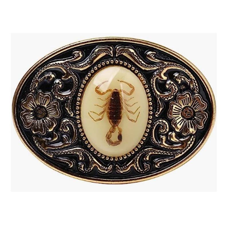 Unique Luminous Stone Native American White 3D Scorpion Animal Belt Buckle for Women