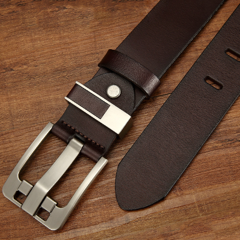 Wholesale Luxury Brand Men's Slide Buckle Belt Genuine Cow Leather Belt For Men Leather Belts Men