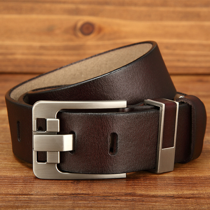 Wholesale Luxury Brand Men's Slide Buckle Belt Genuine Cow Leather Belt For Men Leather Belts Men