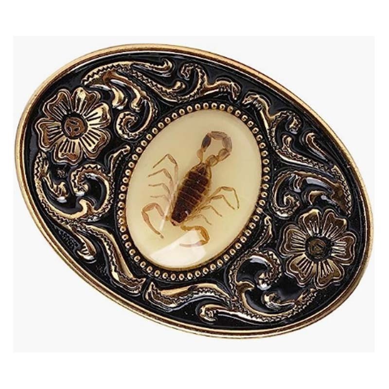 Unique Luminous Stone Native American White 3D Scorpion Animal Belt Buckle for Women