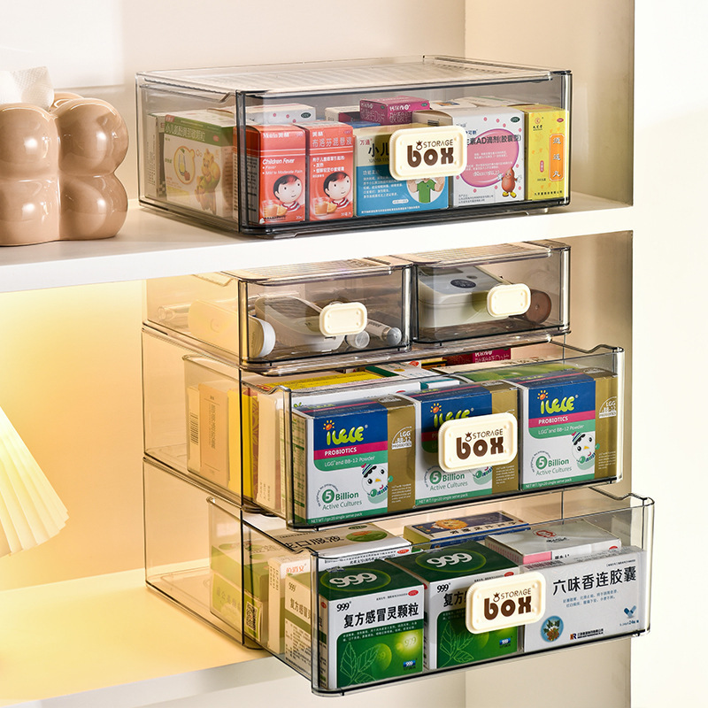 Transparent dustproof drawer storage box can be stacked in layers