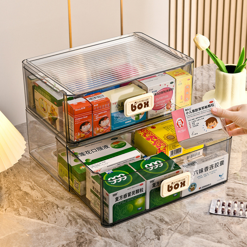 Transparent dustproof drawer storage box can be stacked in layers