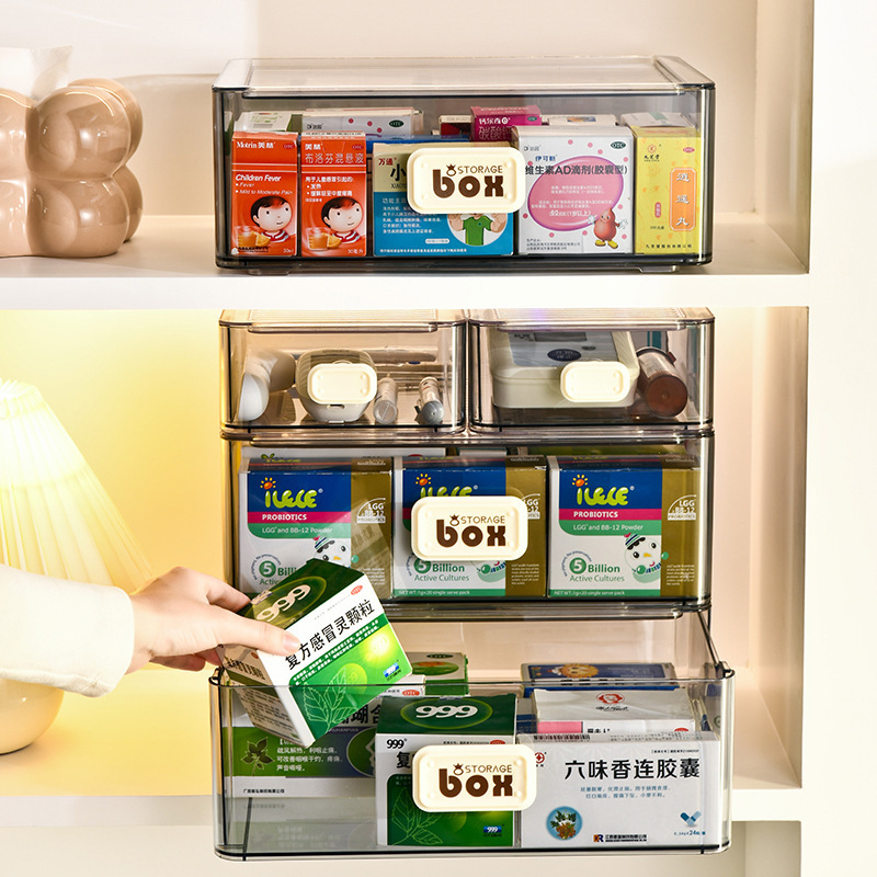 Transparent dustproof drawer storage box can be stacked in layers