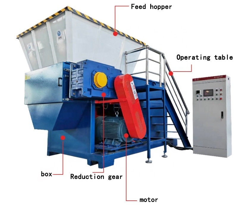 Single Shaft Waste Plastic Shredder Cardboard Box Tire Shredder Machine Industrial Plastic Crushing Machine