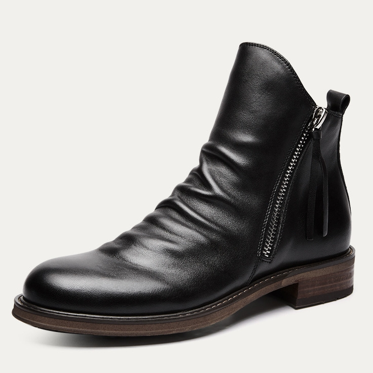 2022 Original Designer Bota Vaquera Male's Side Zip Entry Sleek Ankle Cowboy Boots for Men