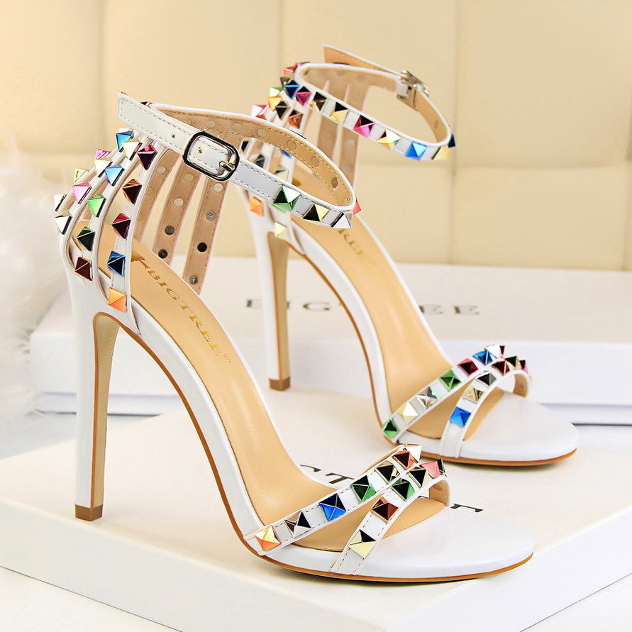 2022 Newest Sexy Stiletto Gladiator High Heels Rivets Studded Sandals Stripper Fetish Pumps