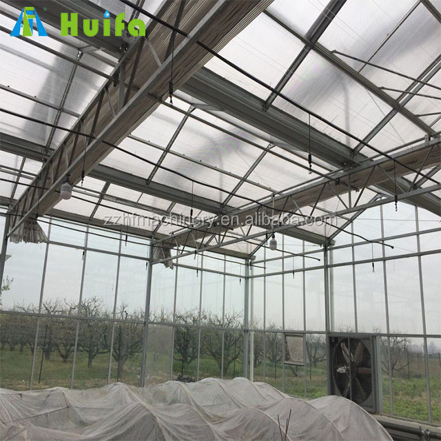 2023 Hot Sale Low Price Glass Greenhouses Used Intelligent Glass Greenhouse With Pad And Fan Cooling System